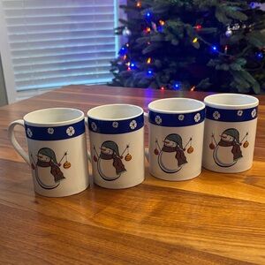 Holiday Home Snowman Christmas Coffee Cocoa Mug By Ellen Crimi-Tent Set of 4